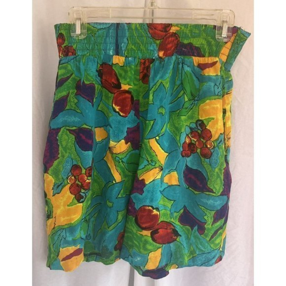 VTG‎ Tracy Evans Floral Hawaiian Shorts Multicolor Medium 100% Rayon